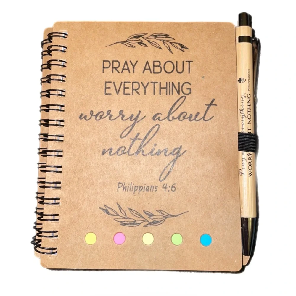 10 gift sets Christian Spiral Notebook W/Bible Verse,Bamboo Pen+matching+Journal